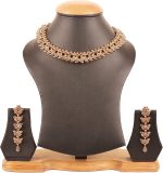 Touchstone Hollywood Glamour crystals rhinestones paisley motif grand jewelry necklace in antique gold or white tone for women - Image 3